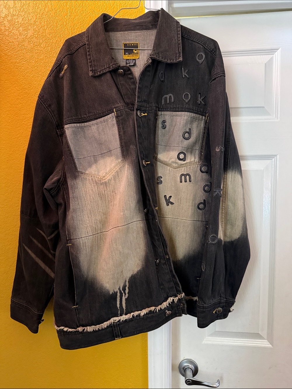 Akademiks Black and Bleached Patchwork Denim Shirt Jacket